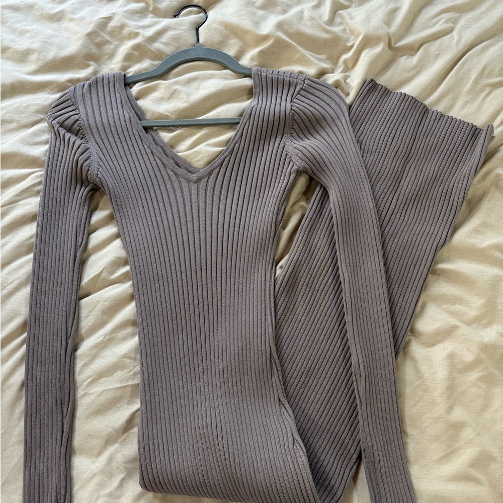 Balance Athletica Ribbed Bodycon Dress in Taupe